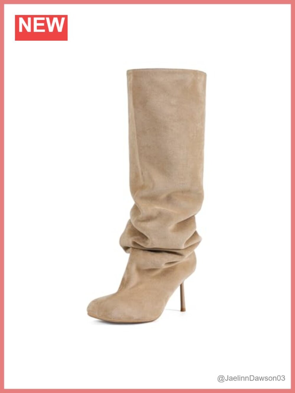 Saint Leia Women's Knee High Suede Square Toe Stiletto Heel Boots Slouchy